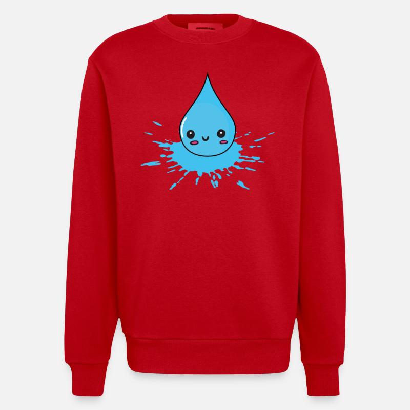 éclatement et éclaboussures - gouttes d’eau - Sweat bio épais oversize fabriqué en UE - rouge