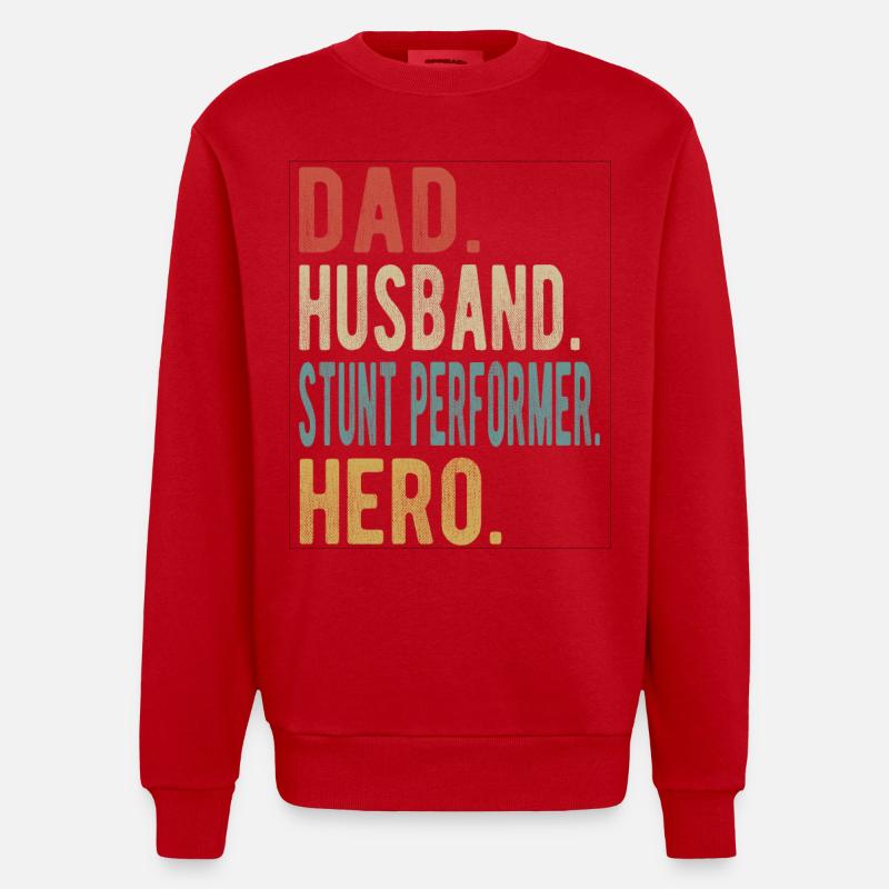 Stuntman Papa Ehemann Held - Heavyweight Oversized Organic Crew Neck Made in EU - Rot