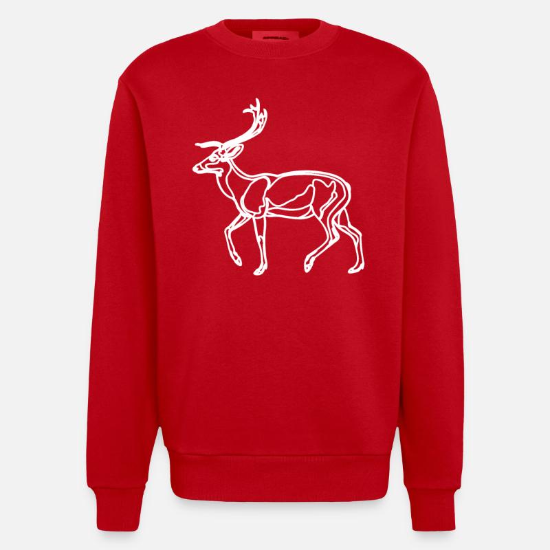 Dessin du cerf - Sweat bio épais oversize fabriqué en UE - rouge