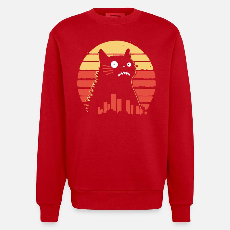 Chat monstre géant - Sweat bio épais oversize fabriqué en UE - rouge