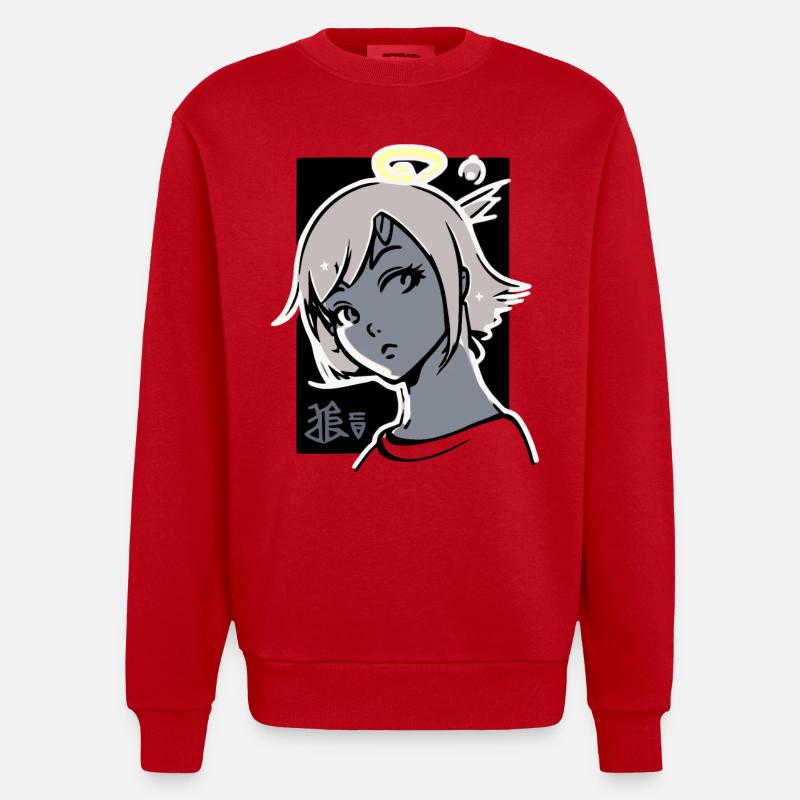 Engel Mädchen mit Heiligenschein - Heavyweight Oversized Organic Crew Neck Made in EU - Rot