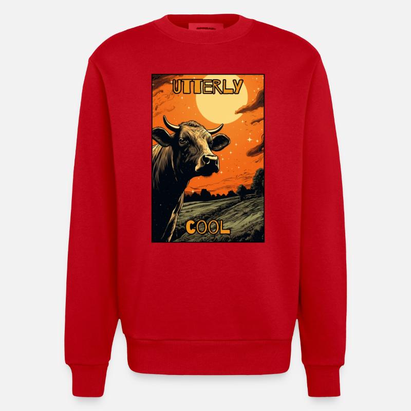 Vache absolument cool - Sweat bio épais oversize fabriqué en UE - rouge