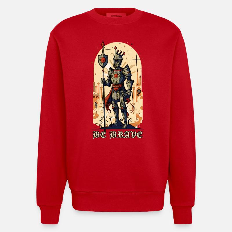 Soyez courageux – Chevalier médiéval - Sweat bio épais oversize fabriqué en UE - rouge