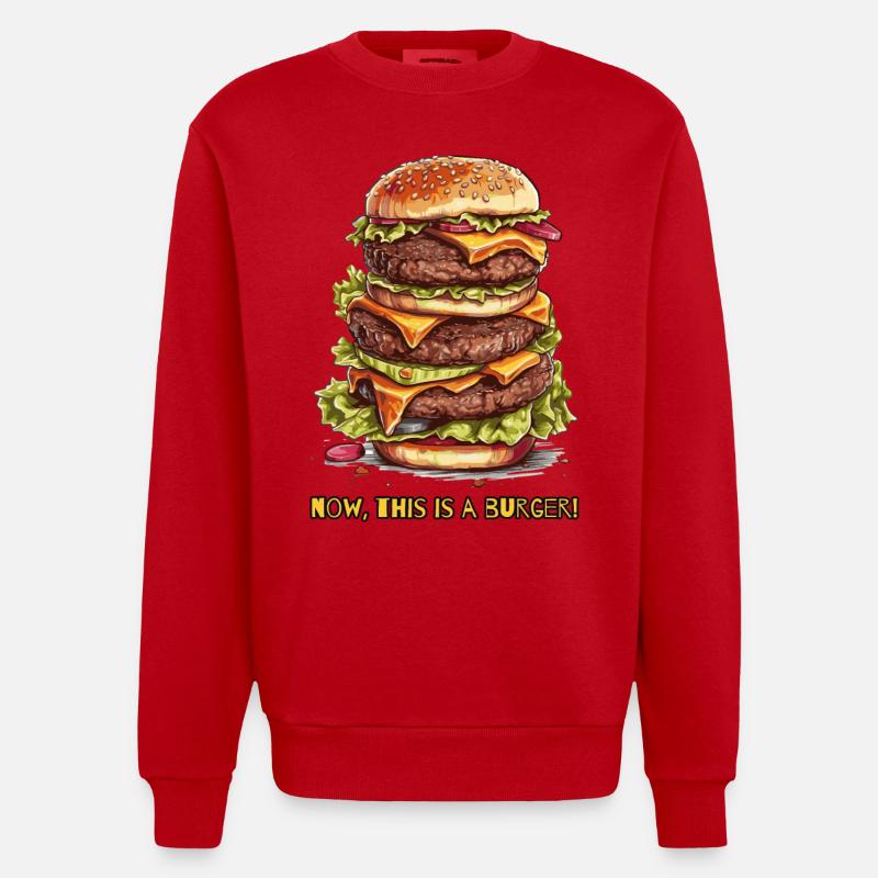 nun, das ist ein Burger - Heavyweight Oversized Organic Crew Neck Made in EU - Rot