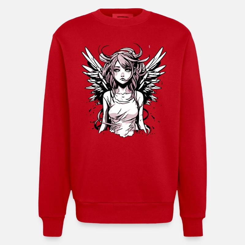 Modernes Engel Mädchen - Heavyweight Oversized Organic Crew Neck Made in EU - Rot