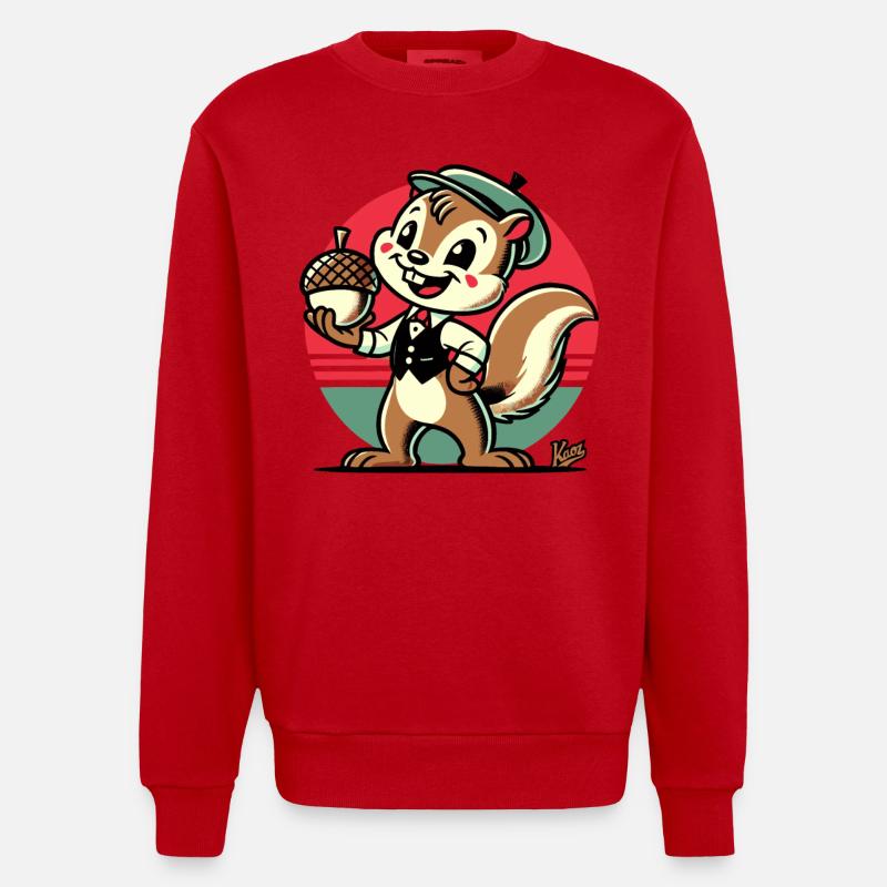 Eichhörnchen mit Haselnuss - Heavyweight Oversized Organic Crew Neck Made in EU - Rot