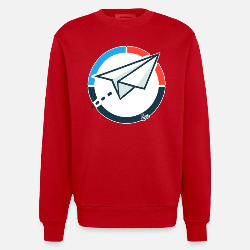 Avion en papier volant - Sweat bio épais oversize fabriqué en UE - rouge