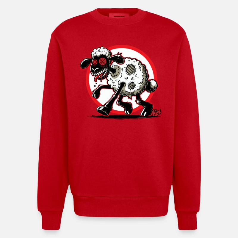 Schere das Zombie-Schaf! - Heavyweight Oversized Organic Crew Neck Made in EU - Rot