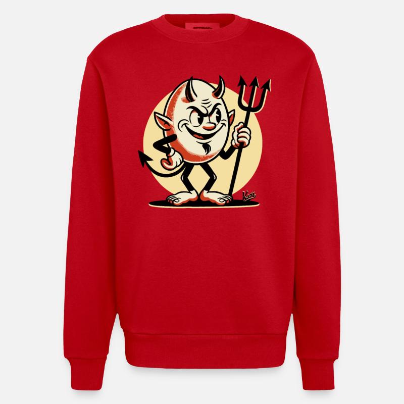 The Evil Egg Devil - Heavyweight Oversized Organic Crew Neck Made in EU - red