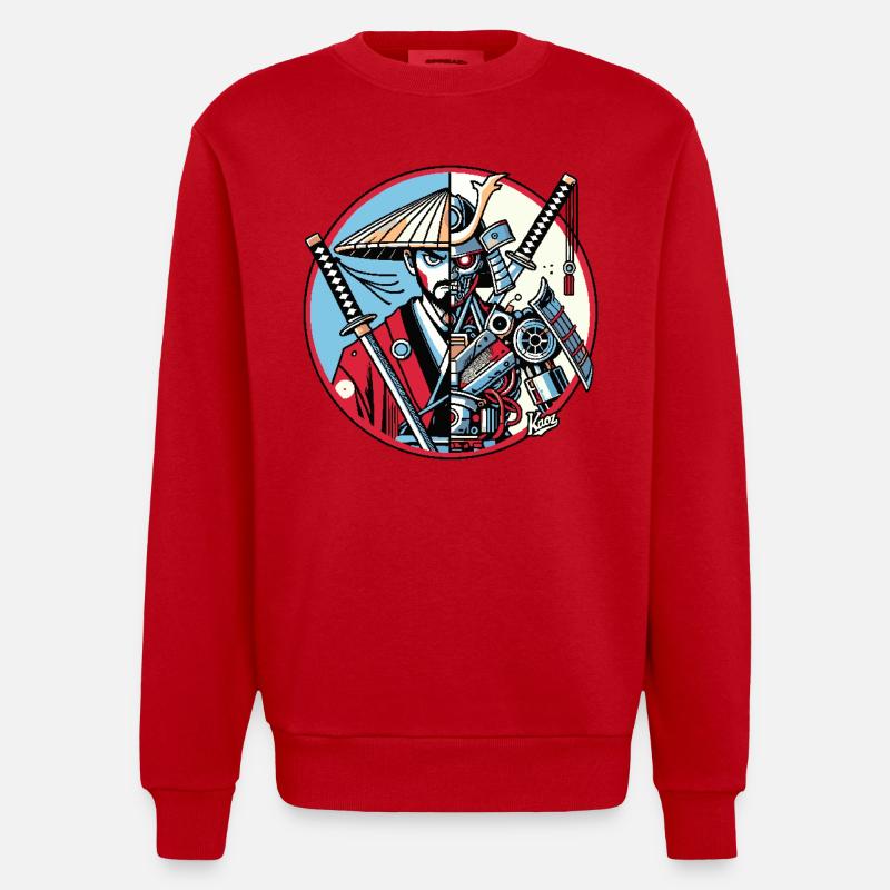 Samurai-Ronin oder Mecha-Shogun - Heavyweight Oversized Organic Crew Neck Made in EU - Rot