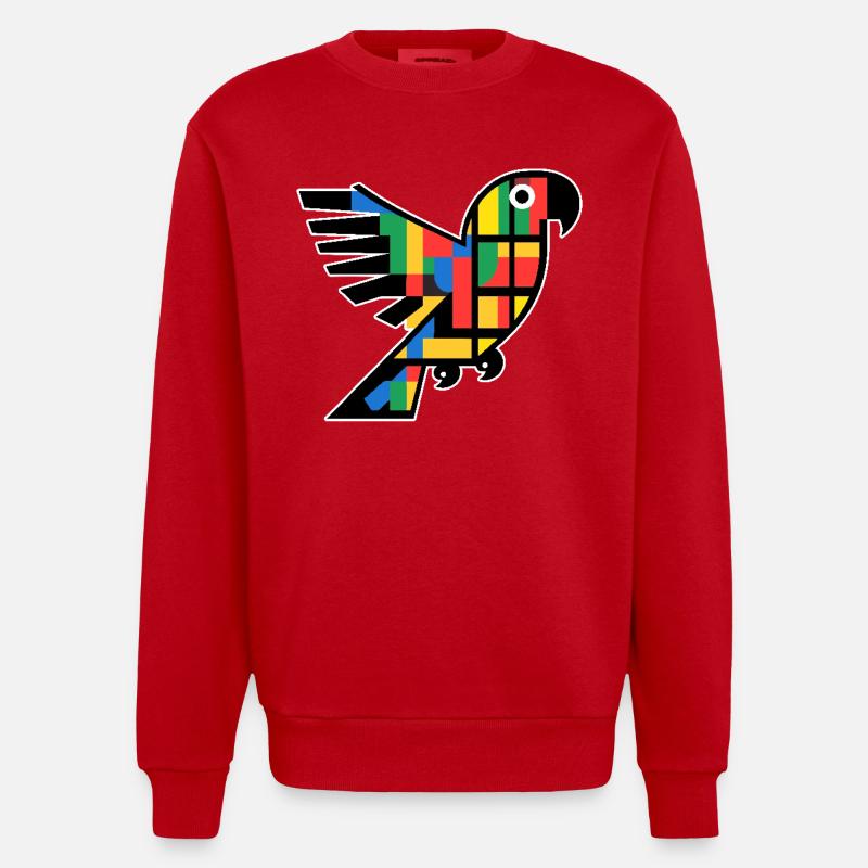 Cubisme abstrait Perroquet - Sweat bio épais oversize fabriqué en UE - rouge