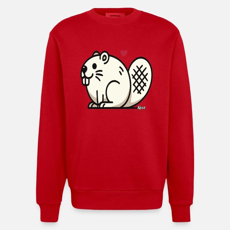 Lustiger dicker Biber - Heavyweight Oversized Organic Crew Neck Made in EU - Rot