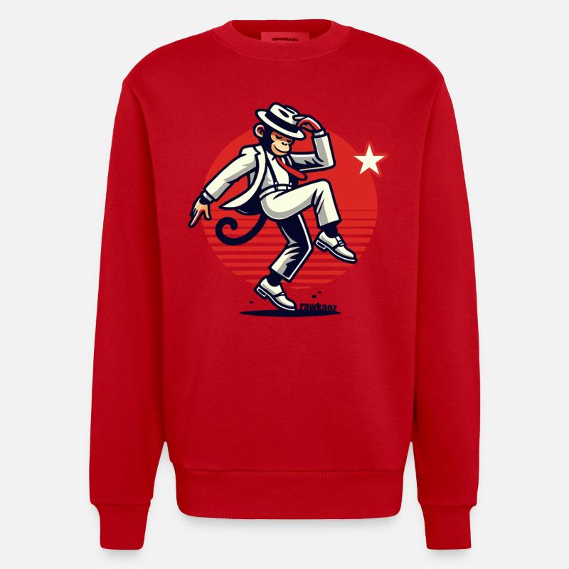 Moonwalk Monkey Monkey Dance Monkey - Heavyweight Oversized Organic Crew Neck Made in EU - red