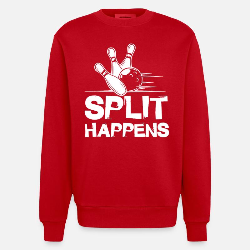 Bowling Split Happens - Heavyweight Oversized Organic Crew Neck Made in EU - red
