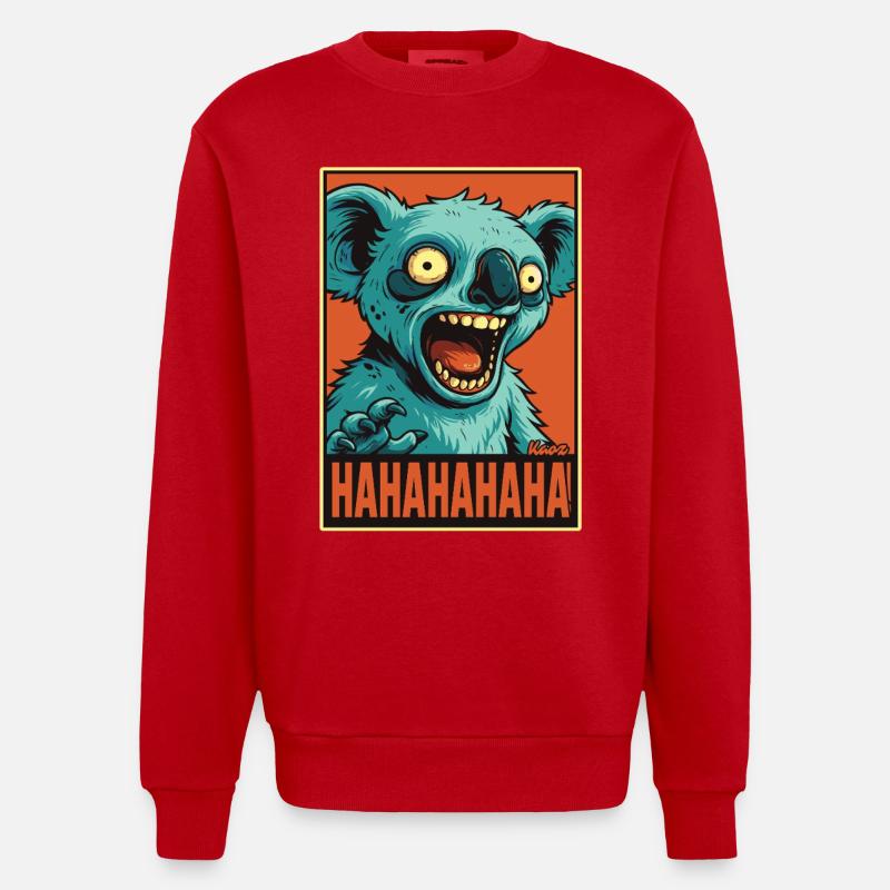 Crier Rire Comique Koala - Sweat bio épais oversize fabriqué en UE - rouge