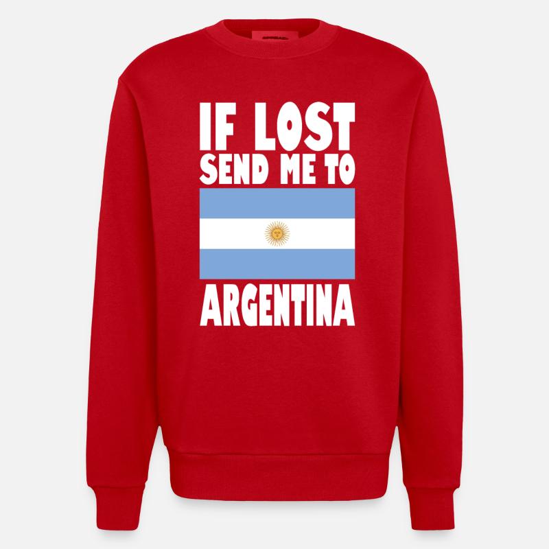 Drapeau de l’Argentine - Sweat bio épais oversize fabriqué en UE - rouge