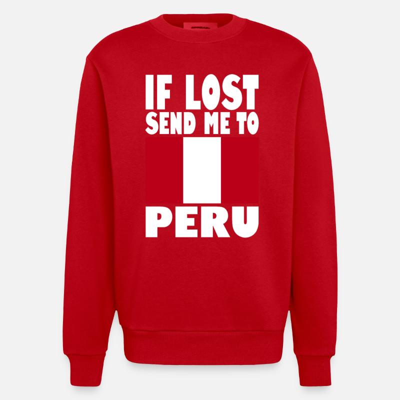 Drapeau du Pérou - Sweat bio épais oversize fabriqué en UE - rouge