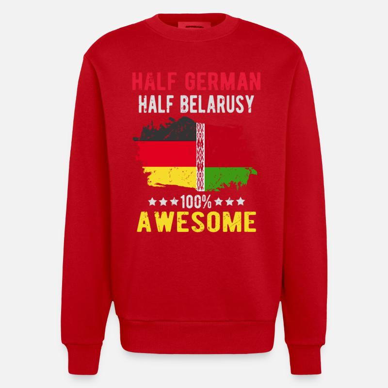 Halb Deutsch Halb Belarusse - Heavyweight Oversized Organic Crew Neck Made in EU - Rot
