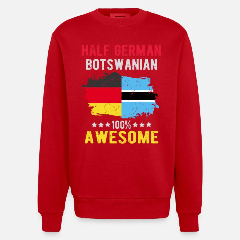 Half German Half Batswana - Heavyweight Oversized Organic Crew Neck Made in EU - red
