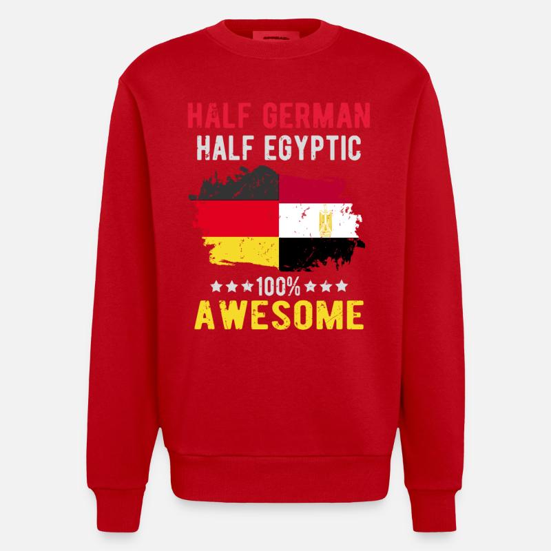 Half German Half Egyptian - Heavyweight Oversized Organic Crew Neck Made in EU - red