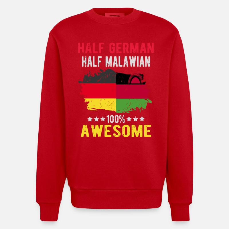 Half German Half Malawi - Heavyweight Oversized Organic Crew Neck Made in EU - red