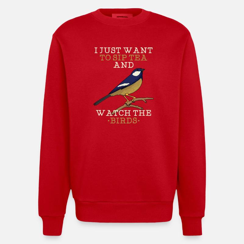 Oiseaux Observer - Sweat bio épais oversize fabriqué en UE - rouge