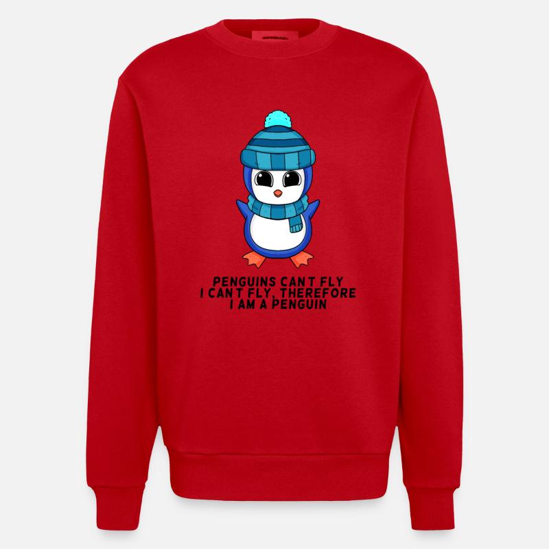 Ich bin ein Pinguin - Heavyweight Oversized Organic Crew Neck Made in EU - Rot
