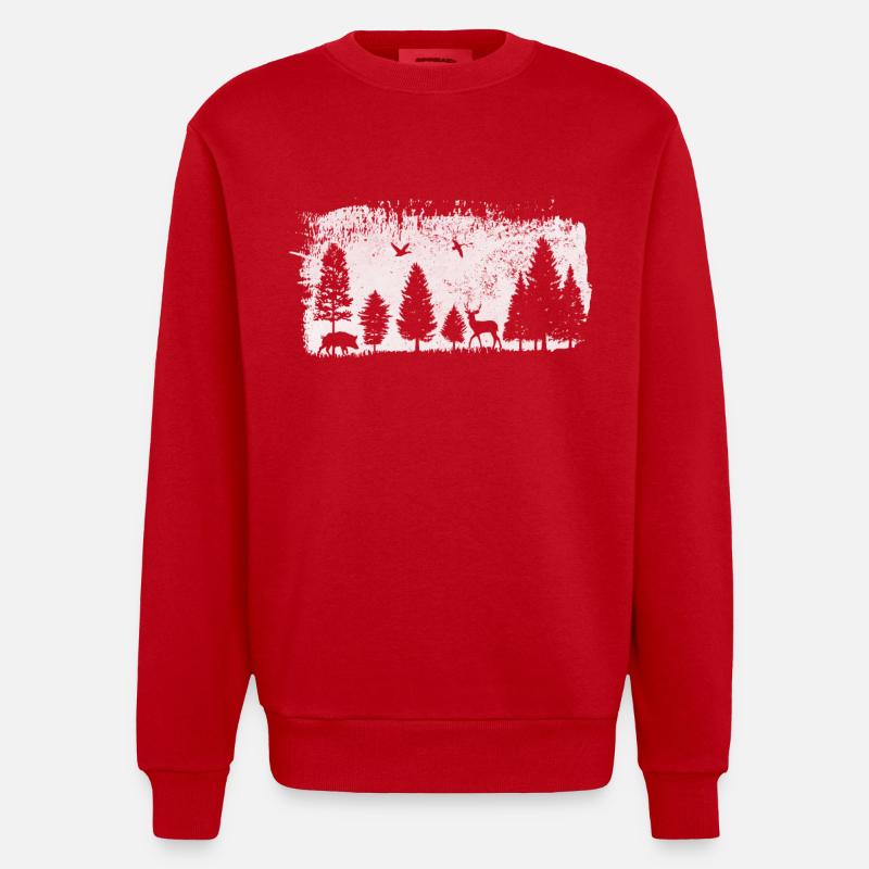 Forêt Animaux Conception - Sweat bio épais oversize fabriqué en UE - rouge