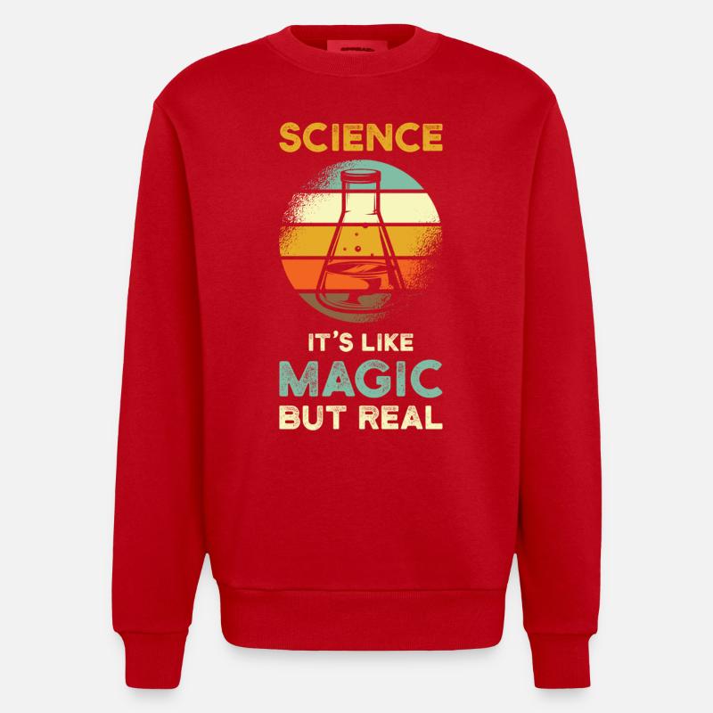 Science Saying Magic Real - Heavyweight Oversized Organic Crew Neck Made in EU - red