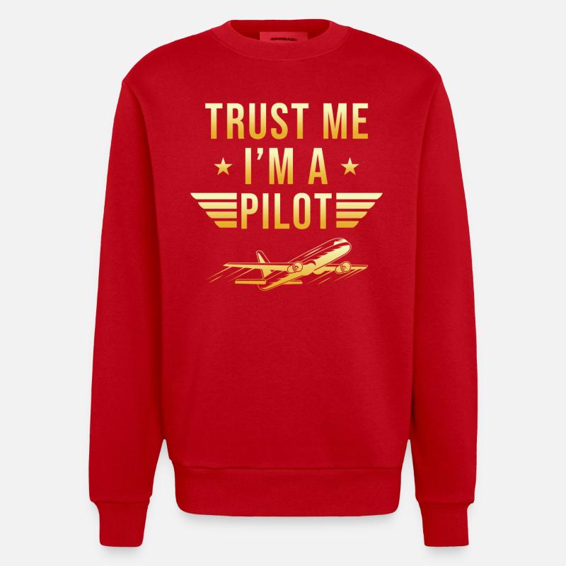 Pilot Geschenk - Heavyweight Oversized Organic Crew Neck Made in EU - Rot