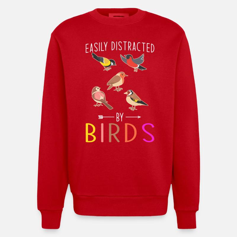 Bird birdwatcher gift - Heavyweight Oversized Organic Crew Neck Made in EU - red