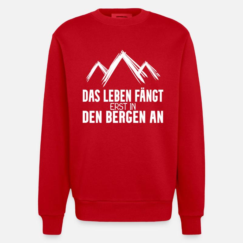 Wandern Berge Wanderer - Heavyweight Oversized Organic Crew Neck Made in EU - Rot