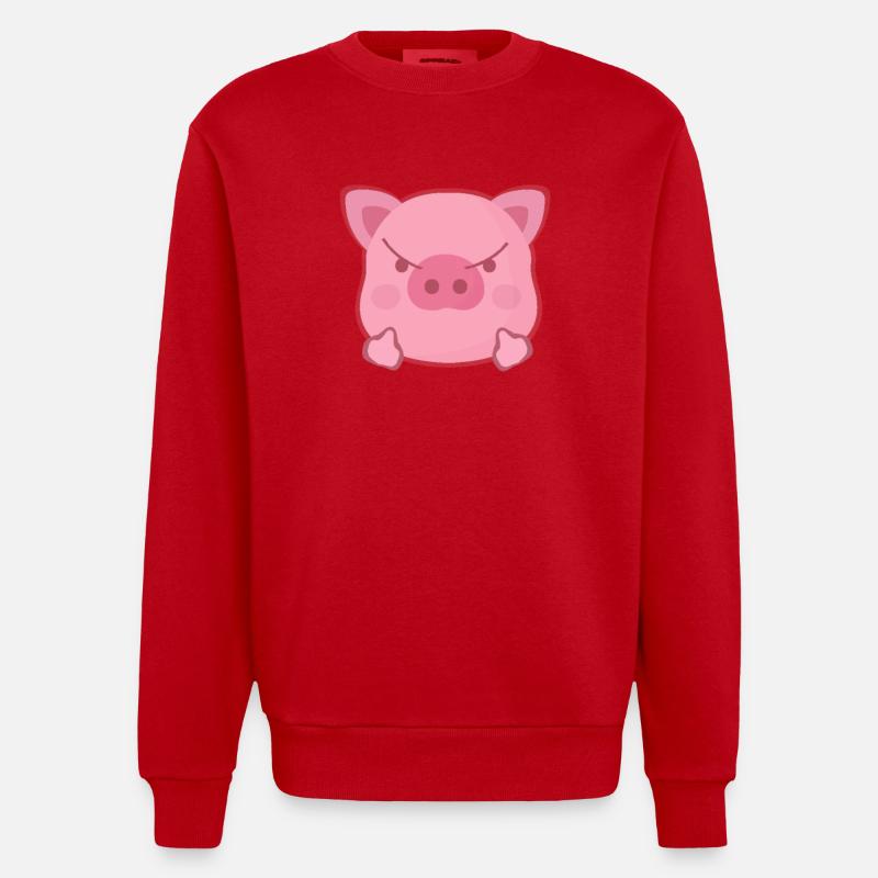 Schwein Mittelfinger - Heavyweight Oversized Organic Crew Neck Made in EU - Rot