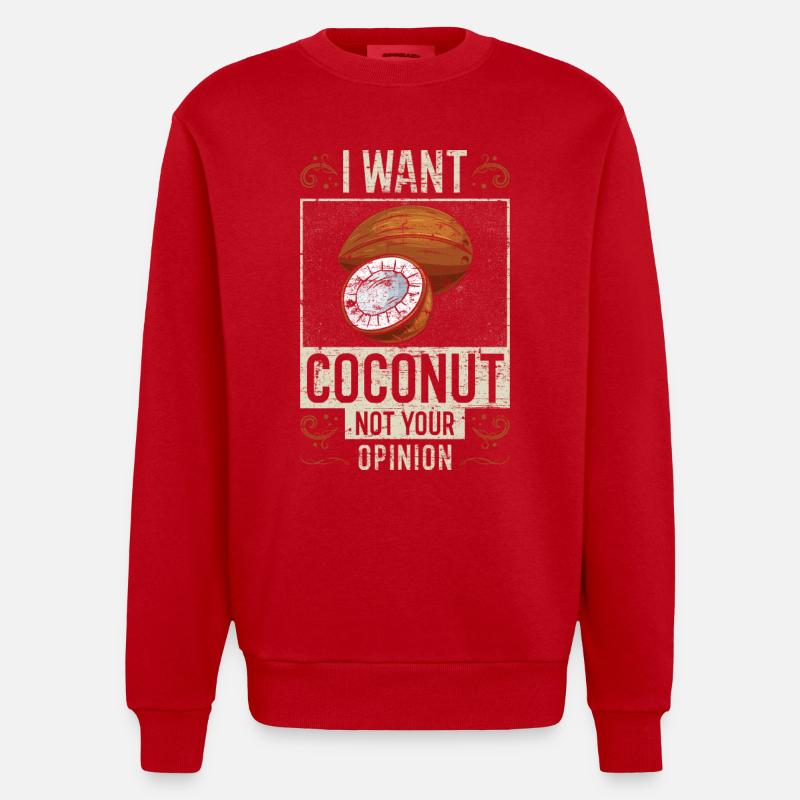 Noix de coco disant drôle - Sweat bio épais oversize fabriqué en UE - rouge
