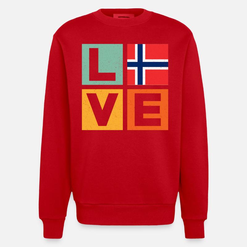 Norwegen Liebe - Heavyweight Oversized Organic Crew Neck Made in EU - Rot