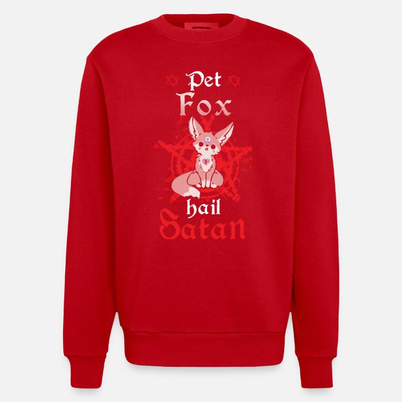 Pet Fox Hail Satan - Heavyweight Oversized Organic Crew Neck Made in EU - red