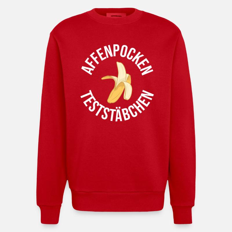 AFFENPOCKEN TESTSTÄBCHEN - Heavyweight Oversized Organic Crew Neck Made in EU - Rot