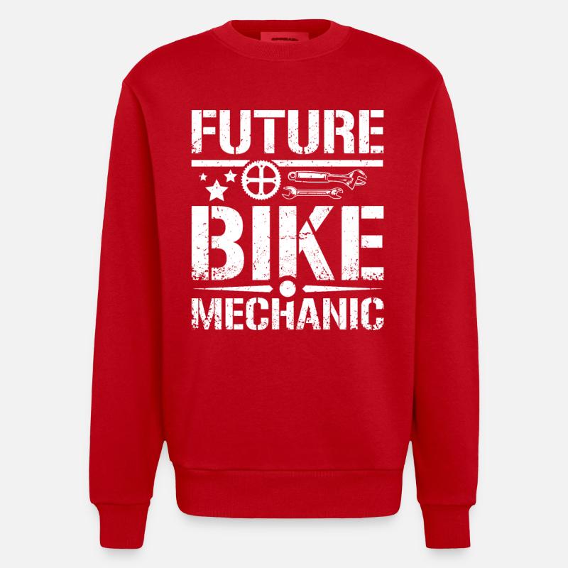 Futur mécanicien de vélo - Sweat bio épais oversize fabriqué en UE - rouge