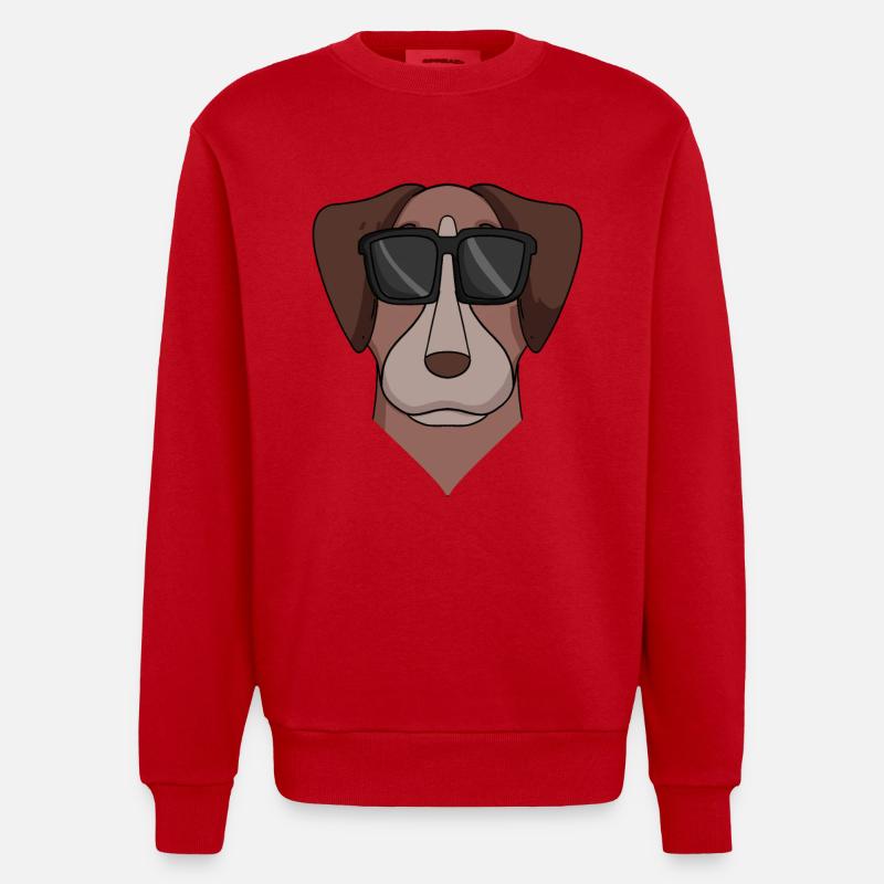 Pointer Hund Hunderasse - Heavyweight Oversized Organic Crew Neck Made in EU - Rot