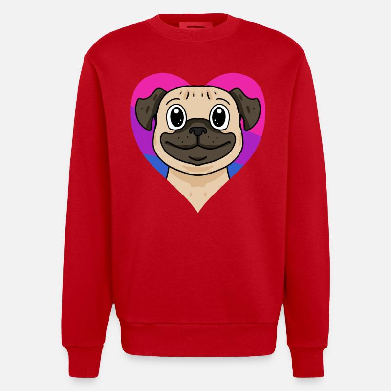 Bisexuell Mops Hund Geschenk - Heavyweight Oversized Organic Crew Neck Made in EU - Rot
