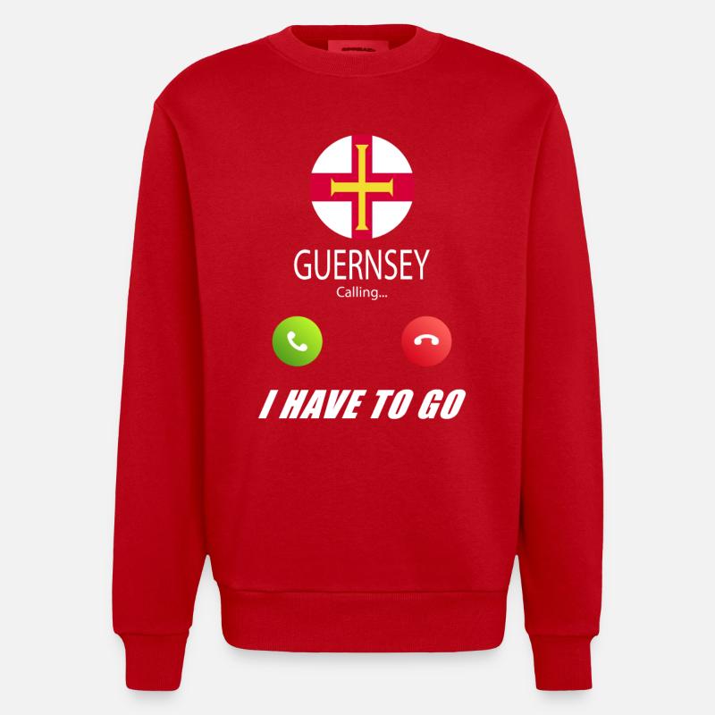 Guernesey appelle les drapeaux lusiger - Sweat bio épais oversize fabriqué en UE - rouge