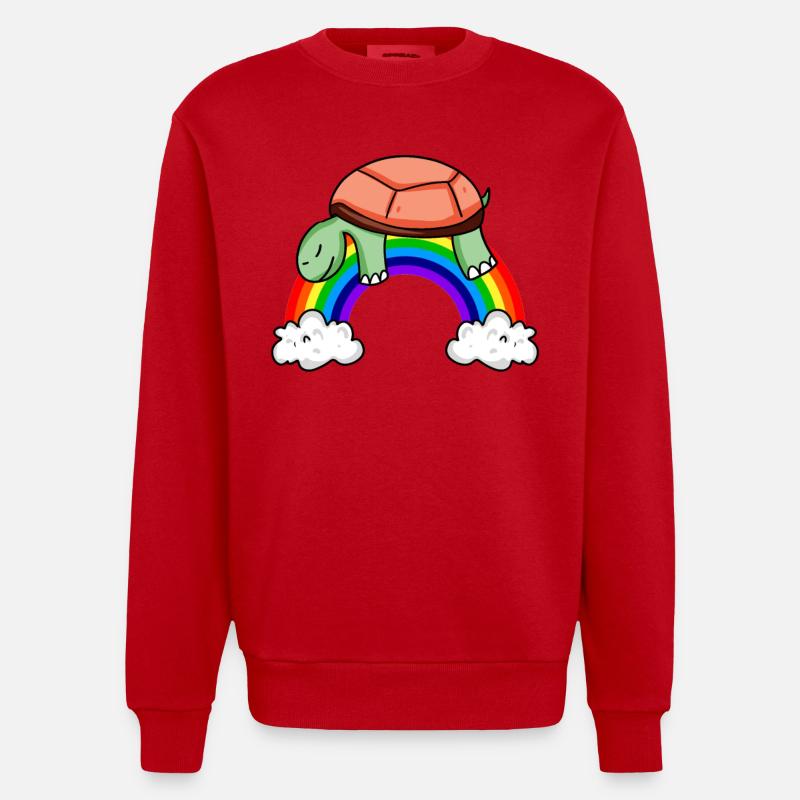 Regenbogen Schildkröte - Heavyweight Oversized Organic Crew Neck Made in EU - Rot