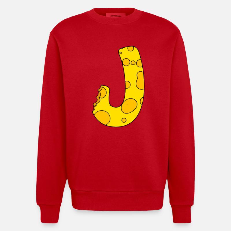 Buchstabe J - Heavyweight Oversized Organic Crew Neck Made in EU - Rot