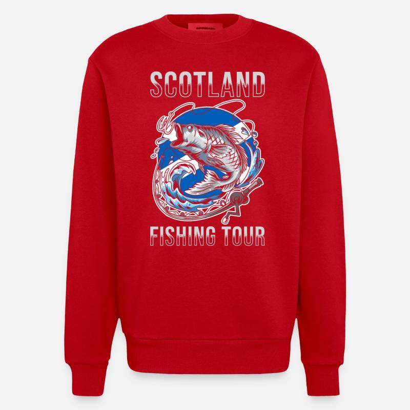 Tour de pêche Ecosse - Sweat bio épais oversize fabriqué en UE - rouge
