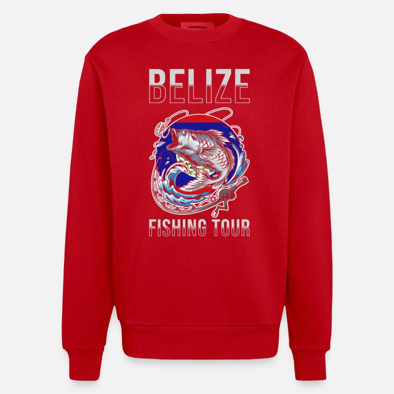 Excursion de pêche au Belize - Sweat bio épais oversize fabriqué en UE - rouge