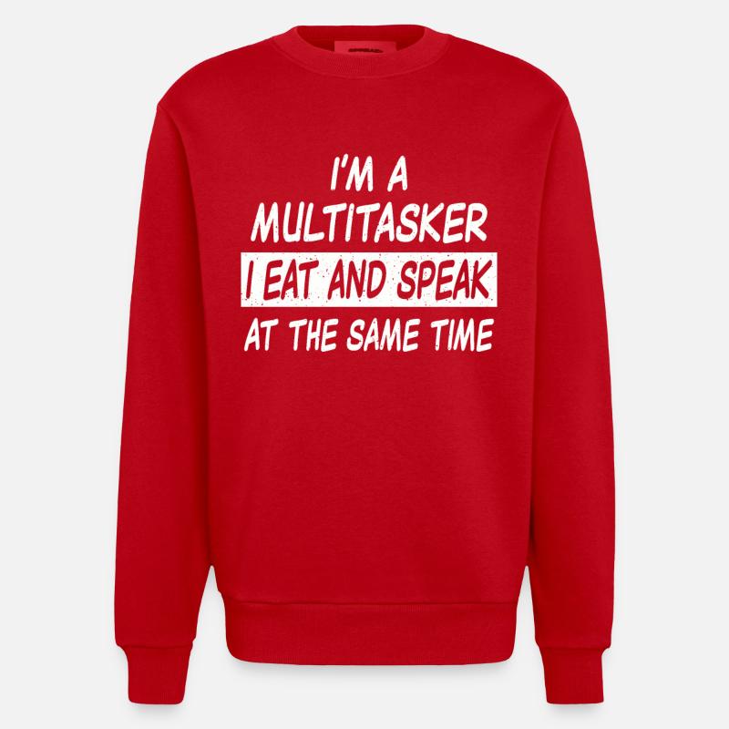 Multitasker eat and speak - Heavyweight Oversized Organic Crew Neck Made in EU - red