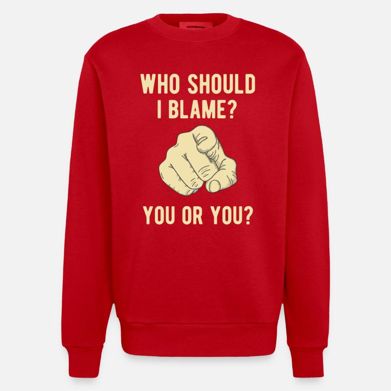 Deine Schuld Lustiger Spruch - Heavyweight Oversized Organic Crew Neck Made in EU - Rot