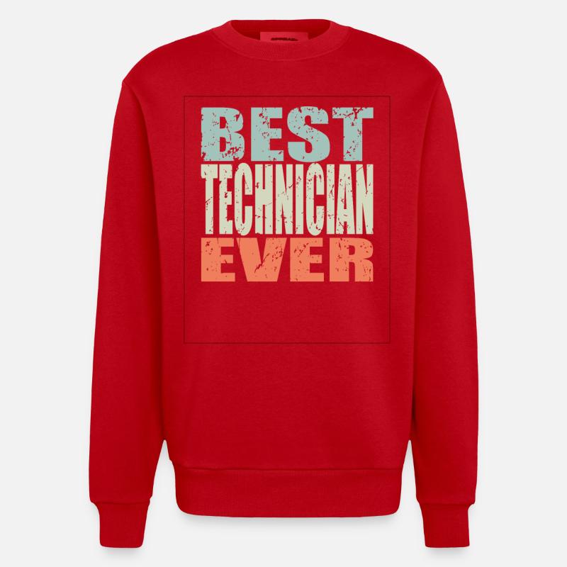 Best Techniker ever Techniker Geschenk - Heavyweight Oversized Organic Crew Neck Made in EU - Rot