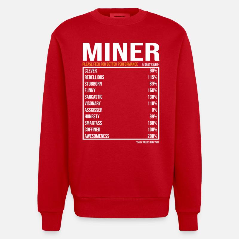 Miner Miner Buddy Mining - Heavyweight Oversized Organic Crew Neck Made in EU - red