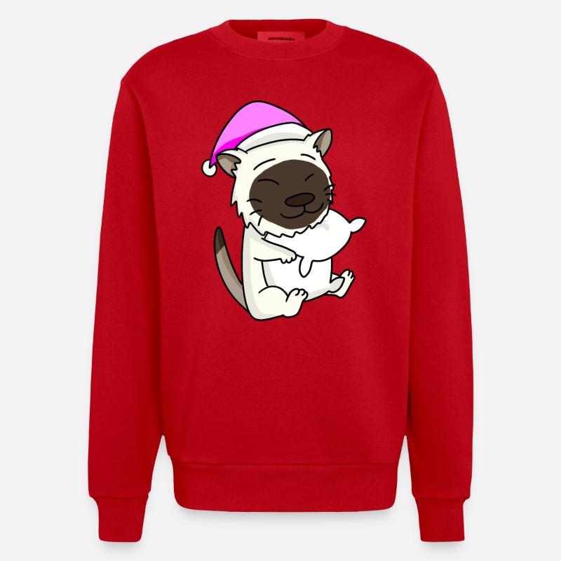 Chat race de chat Birmanie - Sweat bio épais oversize fabriqué en UE - rouge